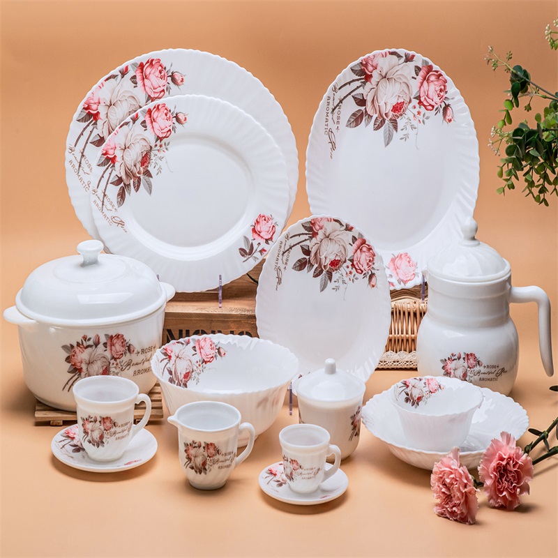 58L   &  Spinning Dinnerware Set Heat Resistant Opal Glassware