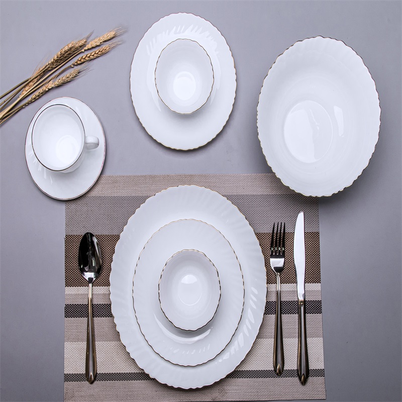 21G   &  Dinner Set with golden line Heat Resistant Opal Glassware